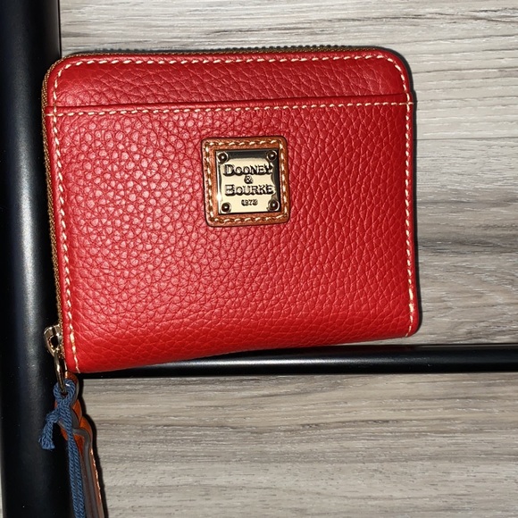 Dooney & Bourke Handbags - NWT- Dooney & Bourke Pebble Leather Small Zip Around Wallet, Red